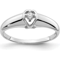 14K White Gold Polished Diamond Ring with 1.8mm Round Diamond - 0.025 Carat Total Diamond Weight by Monteluci Fine Jewelry