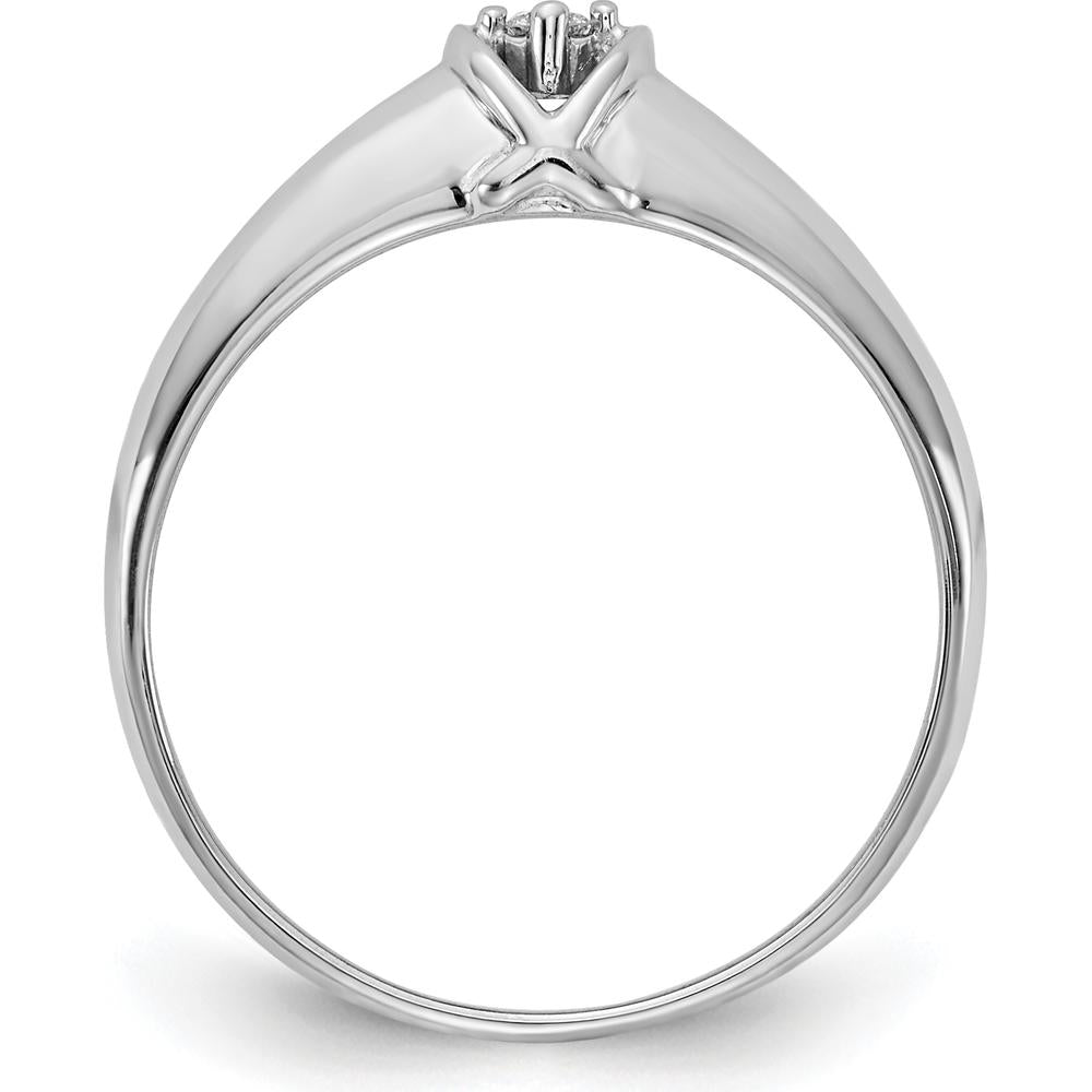14K White Gold Polished Diamond Ring with 1.8mm Round Diamond - 0.025 Carat Total Diamond Weight by Monteluci Fine Jewelry