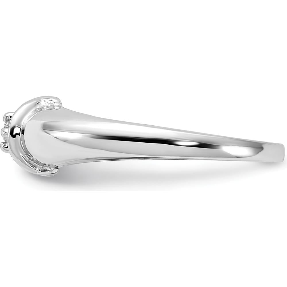 14K White Gold Polished Diamond Ring with 1.8mm Round Diamond - 0.025 Carat Total Diamond Weight by Monteluci Fine Jewelry