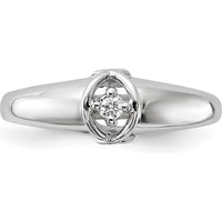 14K White Gold Polished Diamond Ring with 1.8mm Round Diamond - 0.025 Carat Total Diamond Weight by Monteluci Fine Jewelry