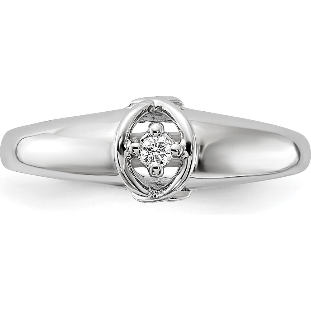 14K White Gold Polished Diamond Ring with 1.8mm Round Diamond - 0.025 Carat Total Diamond Weight by Monteluci Fine Jewelry