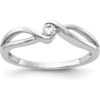 14K White Gold Polished Diamond Ring with Round Diamond - 0.10 Carat Total Diamond Weight by 0