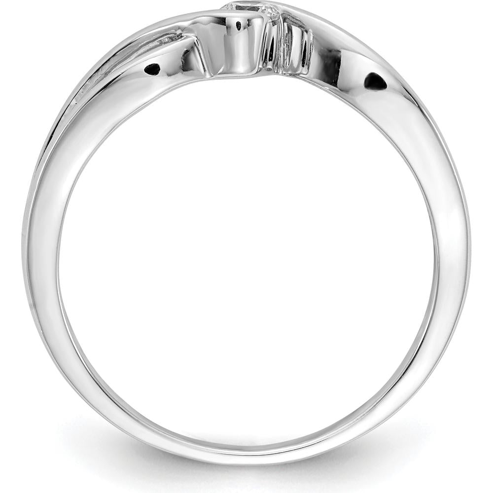 14K White Gold Polished Diamond Ring with Round Diamond - 0.10 Carat Total Diamond Weight by 0