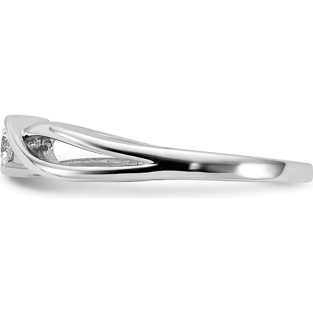 14K White Gold Polished Diamond Ring with Round Diamond - 0.10 Carat Total Diamond Weight by 0