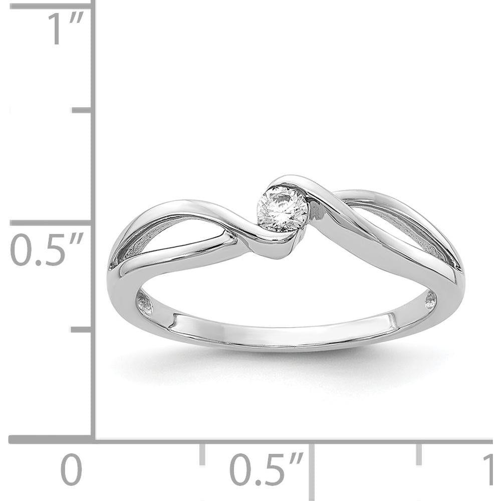 14K White Gold Polished Diamond Ring with Round Diamond - 0.10 Carat Total Diamond Weight by 0