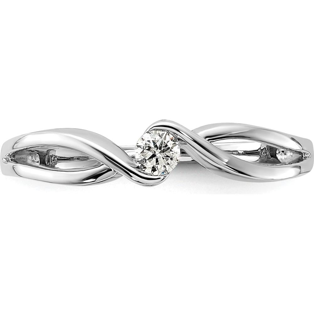 14K White Gold Polished Diamond Ring with Round Diamond - 0.10 Carat Total Diamond Weight by 0