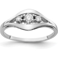 14K White Gold Polished Diamond Ring with Round Faceted Diamonds - 0.135 Carat Total Diamond Weight by Monteluci Fine Jewelry