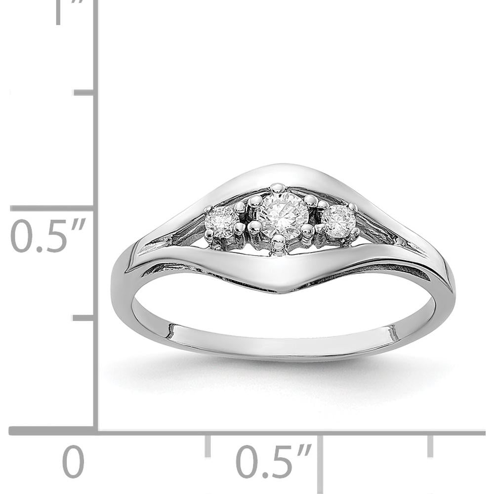 14K White Gold Polished Diamond Ring with Round Faceted Diamonds - 0.135 Carat Total Diamond Weight by Monteluci Fine Jewelry