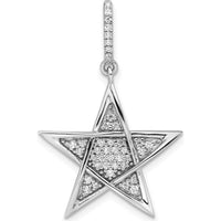 14K White Gold Polished Diamond Star Pendant with 1/4 Carat Diamonds by Oro Pregiato