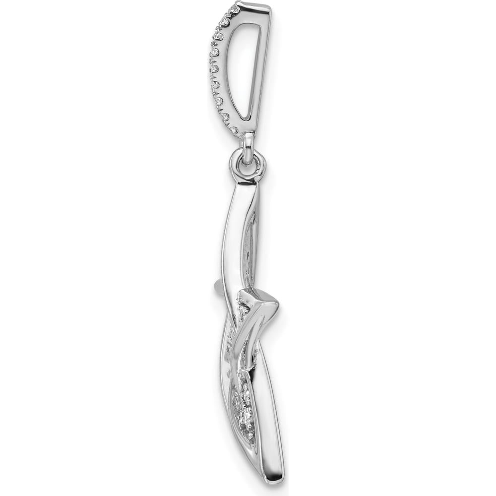 14K White Gold Polished Diamond Star Pendant with 1/4 Carat Diamonds by Oro Pregiato