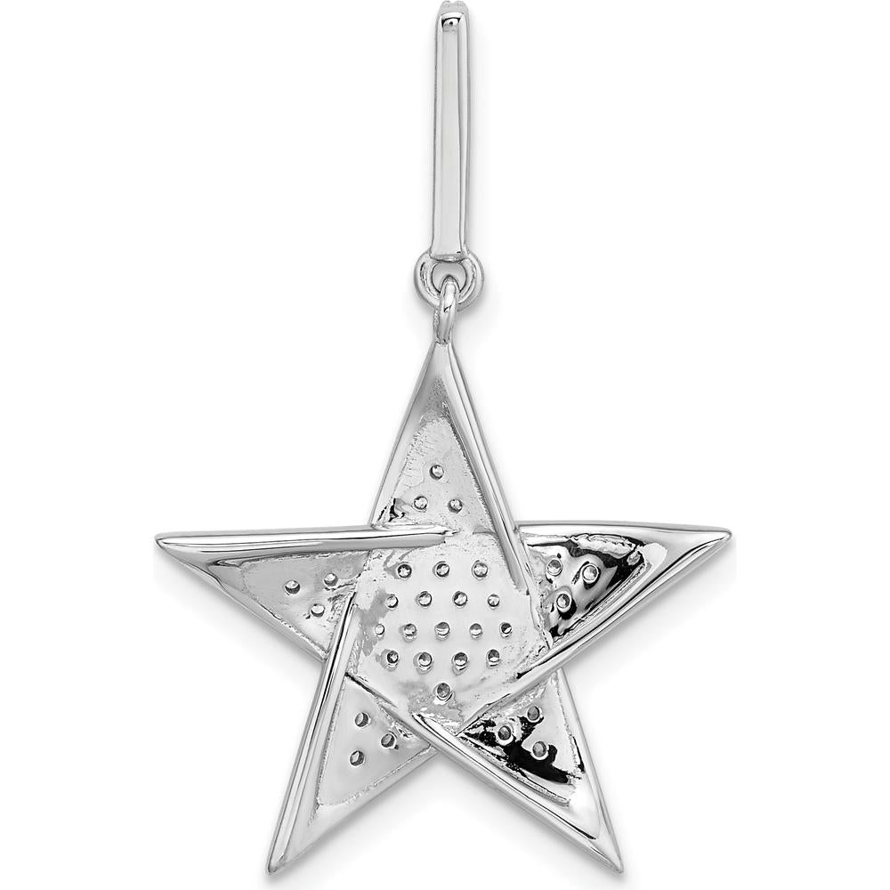 14K White Gold Polished Diamond Star Pendant with 1/4 Carat Diamonds by Oro Pregiato