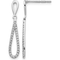 14K White Gold Polished Diamond Teardrop Dangle Post Earrings - 0.024 Carat Total Diamond Weight by Monteluci Fine Jewelry