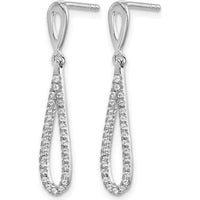 14K White Gold Polished Diamond Teardrop Dangle Post Earrings - 0.024 Carat Total Diamond Weight by Monteluci Fine Jewelry