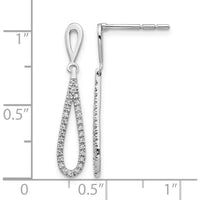 14K White Gold Polished Diamond Teardrop Dangle Post Earrings - 0.024 Carat Total Diamond Weight by Monteluci Fine Jewelry