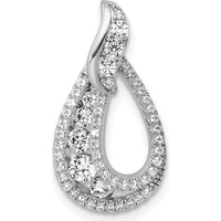 14K White Gold Polished Diamond Teardrop Pendant with 0.63 Carat Total Diamond Weight by Oro Pregiato