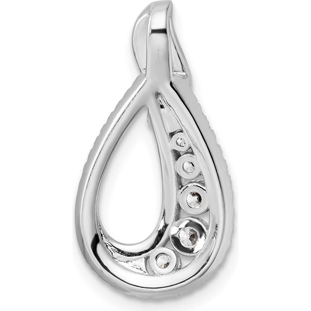 14K White Gold Polished Diamond Teardrop Pendant with 0.63 Carat Total Diamond Weight by Oro Pregiato