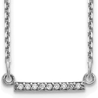 14K White Gold Polished Diamond Tiny Bar Necklace with 9 Round Faceted Diamonds - 1/20 Carat Total Diamond Weight by Oro Pregiato