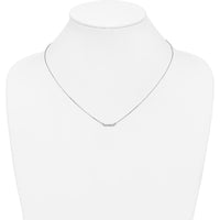 14K White Gold Polished Diamond Tiny Bar Necklace with 9 Round Faceted Diamonds - 1/20 Carat Total Diamond Weight by Oro Pregiato
