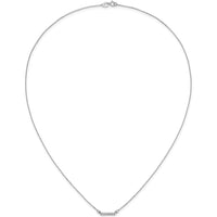 14K White Gold Polished Diamond Tiny Bar Necklace with 9 Round Faceted Diamonds - 1/20 Carat Total Diamond Weight by Oro Pregiato