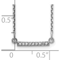 14K White Gold Polished Diamond Tiny Bar Necklace with 9 Round Faceted Diamonds - 1/20 Carat Total Diamond Weight by Oro Pregiato