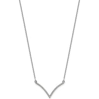 14K White Gold Polished Diamond V-Necklace - 1/8 Carat Total Diamond Weight by Oro Pregiato