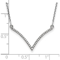 14K White Gold Polished Diamond V-Necklace - 1/8 Carat Total Diamond Weight by Oro Pregiato
