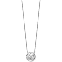 14K White Gold Polished Diamond Wave Pendant Necklace with 1/6 Carat of Round Diamonds by Oro Pregiato