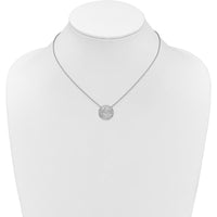 14K White Gold Polished Diamond Wave Pendant Necklace with 1/6 Carat of Round Diamonds by Oro Pregiato