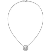 14K White Gold Polished Diamond Wave Pendant Necklace with 1/6 Carat of Round Diamonds by Oro Pregiato