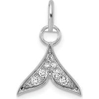 14K White Gold Polished Diamond Whale Tail Charm with 0.085 Carat Total Diamond Weight by Oro Pregiato