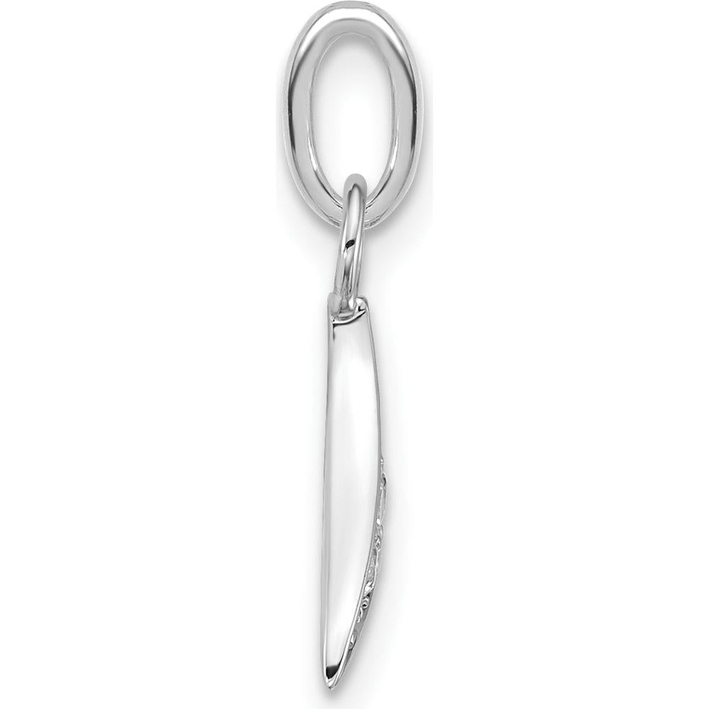14K White Gold Polished Diamond Whale Tail Charm with 0.085 Carat Total Diamond Weight by Oro Pregiato