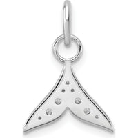 14K White Gold Polished Diamond Whale Tail Charm with 0.085 Carat Total Diamond Weight by Oro Pregiato