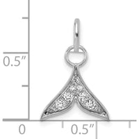 14K White Gold Polished Diamond Whale Tail Charm with 0.085 Carat Total Diamond Weight by Oro Pregiato