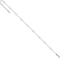 14K White Gold Polished Disc 9-Station Anklet with 1" Extender - Adjustable Length 10"