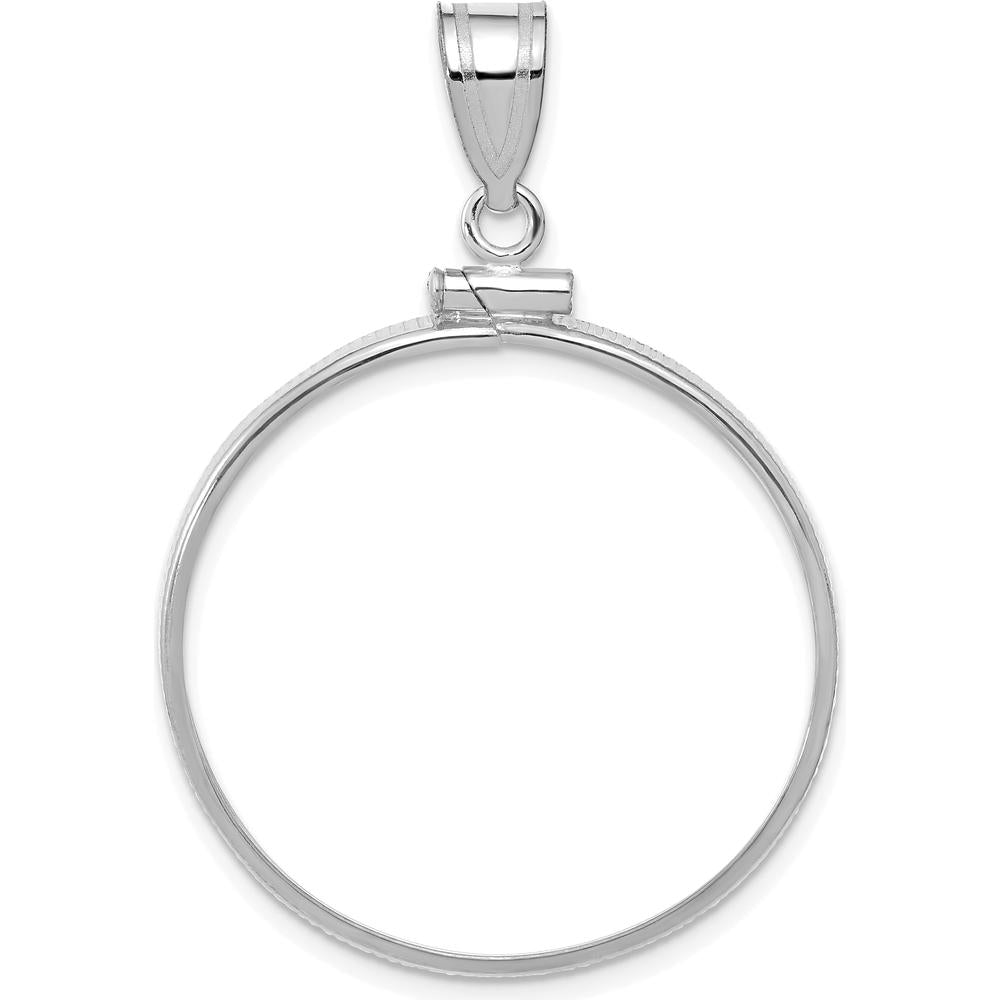 14K White Gold Polished Distinguished Coin Bezel Pendant for 1/2 oz. American Eagle Coin - 27.0mm x 2.35mm by Numis Coin Jewelry