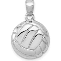 14K White Gold Polished Domed Open-Backed Volleyball Pendant with Rhodium Finish by Oro Pregiato