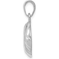 14K White Gold Polished Domed Open-Backed Volleyball Pendant with Rhodium Finish by Oro Pregiato