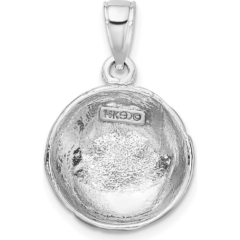 14K White Gold Polished Domed Open-Backed Volleyball Pendant with Rhodium Finish by Oro Pregiato