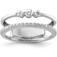 14K White Gold Polished Double Band Fashion Ring with Round Diamonds - 0.4 Carat Total Diamond Weight by 0