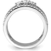 14K White Gold Polished Double Band Fashion Ring with Round Diamonds - 0.4 Carat Total Diamond Weight by 0