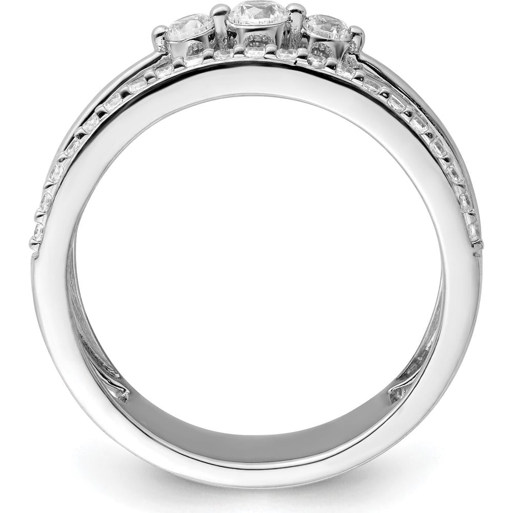 14K White Gold Polished Double Band Fashion Ring with Round Diamonds - 0.4 Carat Total Diamond Weight by 0