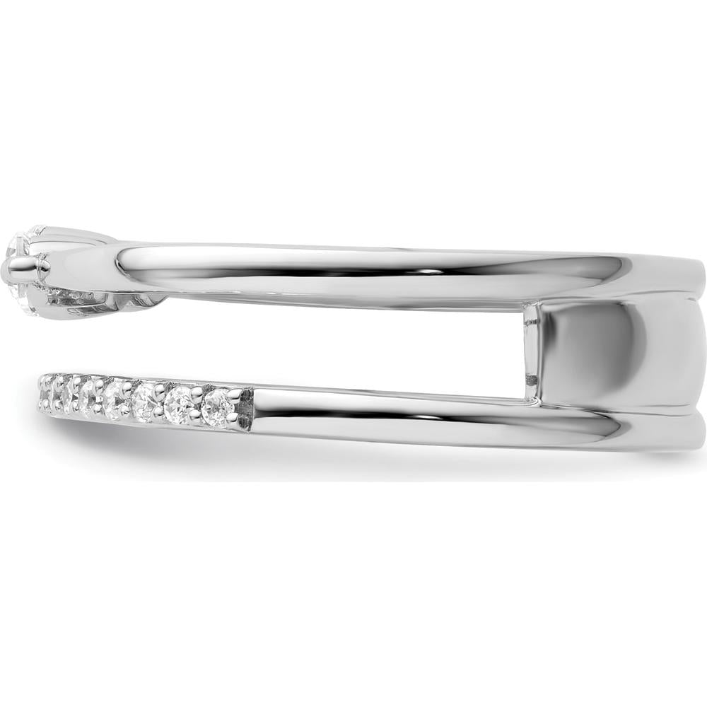14K White Gold Polished Double Band Fashion Ring with Round Diamonds - 0.4 Carat Total Diamond Weight by 0