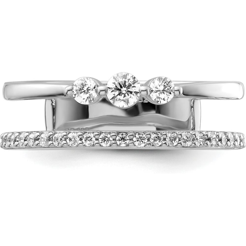 14K White Gold Polished Double Band Fashion Ring with Round Diamonds - 0.4 Carat Total Diamond Weight by 0