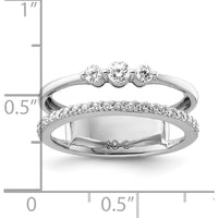 14K White Gold Polished Double Band Fashion Ring with Round Diamonds - 0.4 Carat Total Diamond Weight by 0