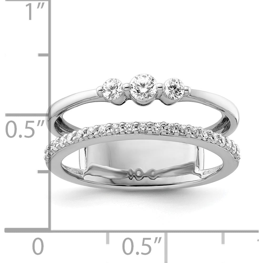14K White Gold Polished Double Band Fashion Ring with Round Diamonds - 0.4 Carat Total Diamond Weight by 0