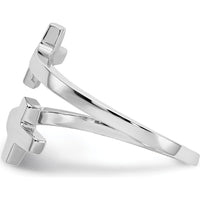 14K White Gold Polished Double Cross Fashion Ring with Rhodium Plating by Oro Pregiato