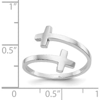 14K White Gold Polished Double Cross Fashion Ring with Rhodium Plating by Oro Pregiato