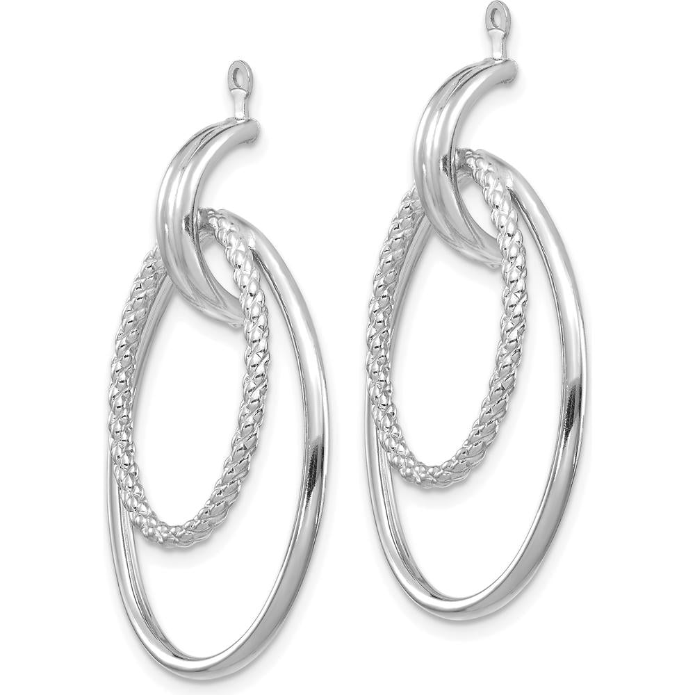 14K White Gold Polished Double Hoop Earring Jackets - 36mm Length by 0