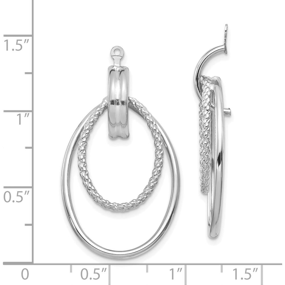 14K White Gold Polished Double Hoop Earring Jackets - 36mm Length by 0
