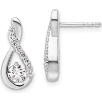 14K White Gold Polished Drop Earrings with Round Diamonds - 1.00 Carats Total Diamond Weight by Oro Pregiato